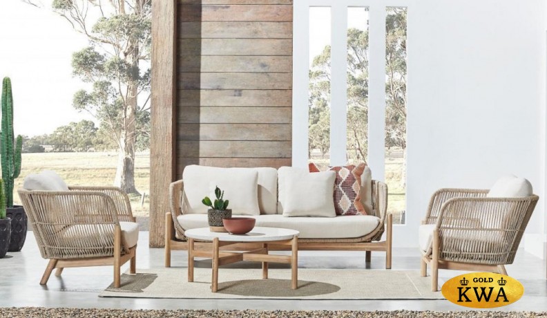 Диван деревянный плетеный двухместный