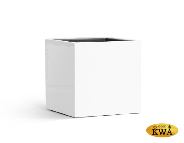 Кашпо TREEZ Effectory Gloss куб Белый глянцевый лак 30х30х30 см