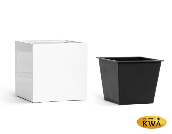 Кашпо TREEZ Effectory Gloss куб Белый глянцевый лак 30х30х30 см