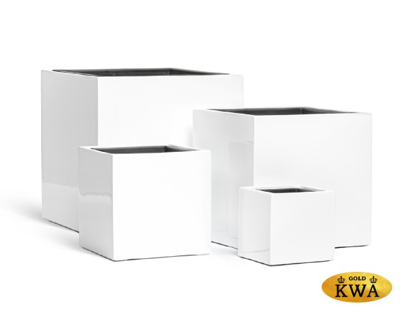 Кашпо TREEZ Effectory Gloss куб Белый глянцевый лак 30х30х30 см