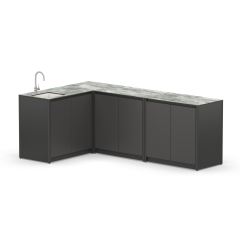 Угловая уличная кухня Lounge C-113S, 2.4х1.5 м, черный/серый каспий