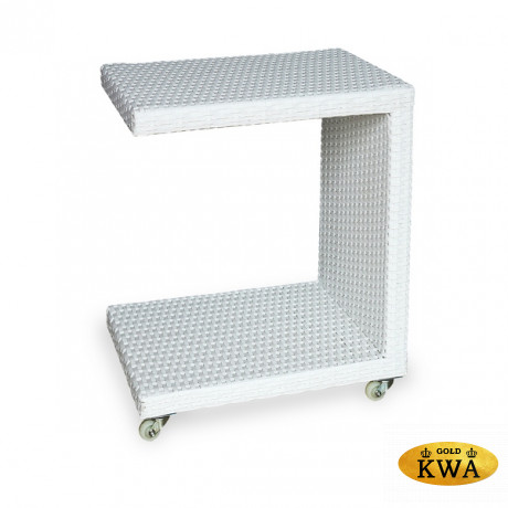 Плетеный кофейный стол MILANO белый для шезлонга  Joygarden