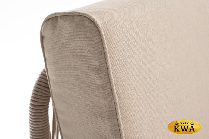 "Канны" левый модуль плетеный из роупа, каркас алюминий белый муар, роуп бежевый круглый, ткань бежевая 035