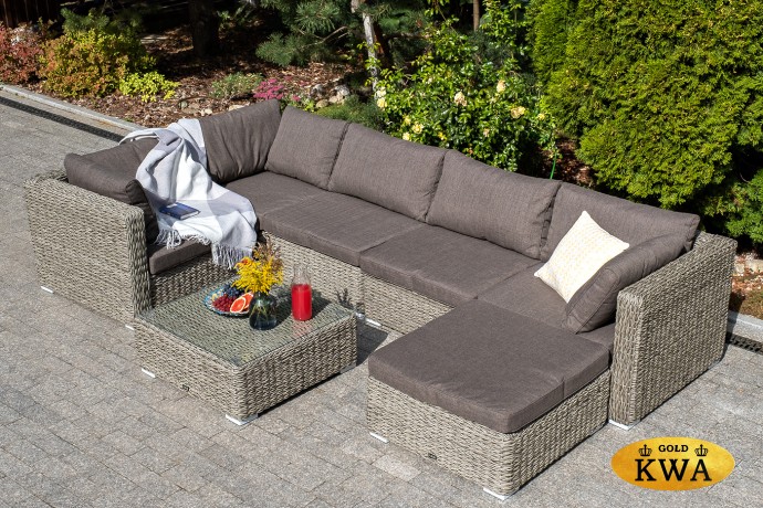 "Лунго" плетеная оттоманка с подушкой (гиацинт), цвет серый