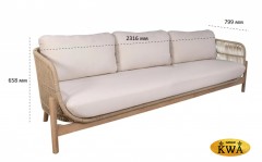 Диван деревянный плетеный трехместный