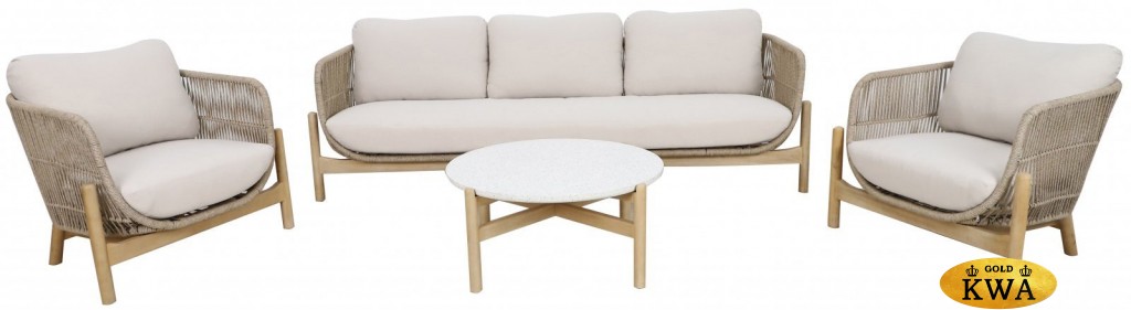 Диван деревянный плетеный трехместный