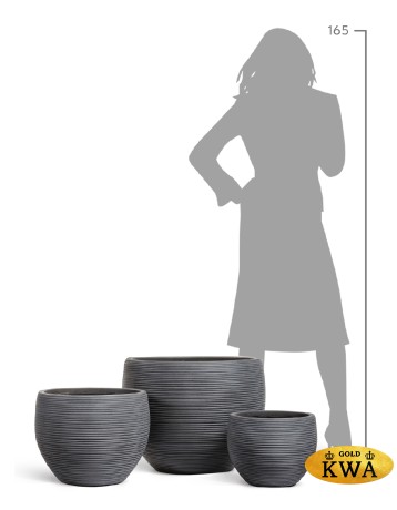 Кашпо TREEZ ERGO TreeLine Сферическая чаша Дымчато-серый бетон в-29, д-36 см