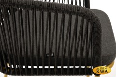 "Канны" диван модульный плетеный из роупа, каркас алюминий белый, роуп светло-серый круглый, ткань светло-серая
