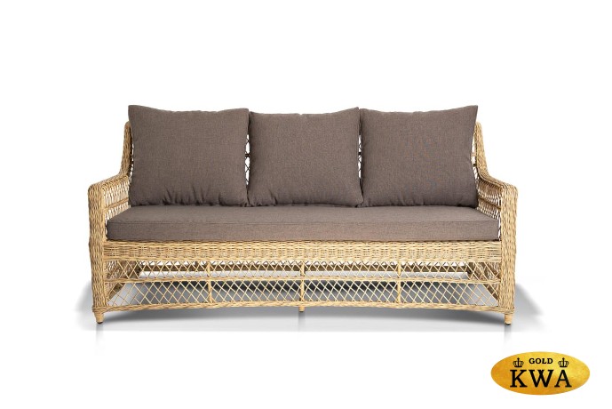 "Гранд Латте" диван трехместный из искусственного ротанга, цвет соломенный