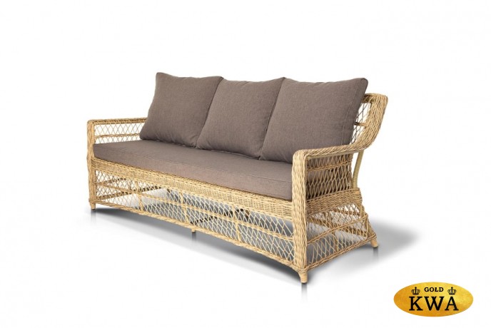 "Гранд Латте" диван трехместный из искусственного ротанга, цвет соломенный