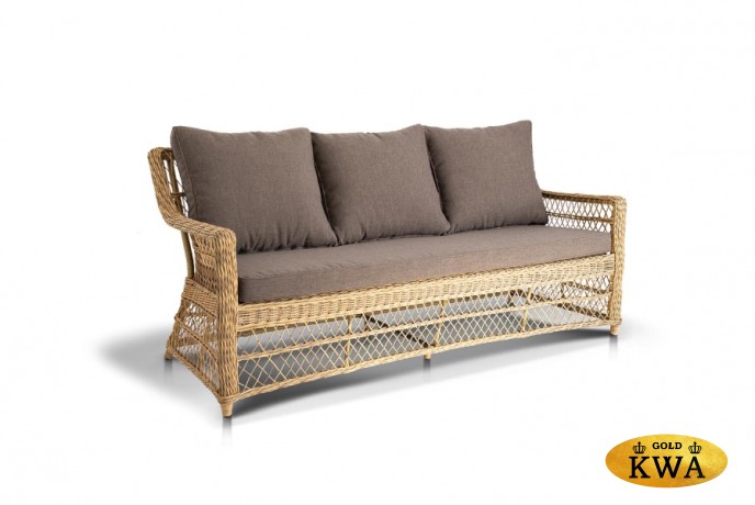 "Гранд Латте" диван трехместный из искусственного ротанга, цвет соломенный