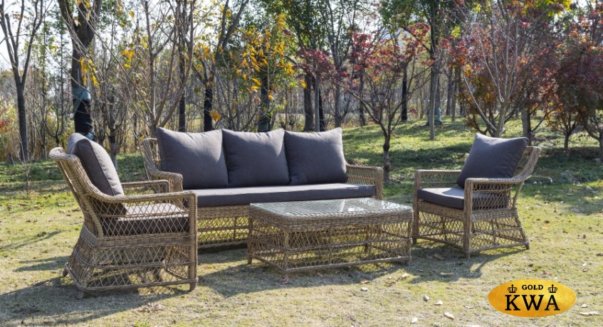 "Гранд Латте" диван трехместный из искусственного ротанга, цвет соломенный