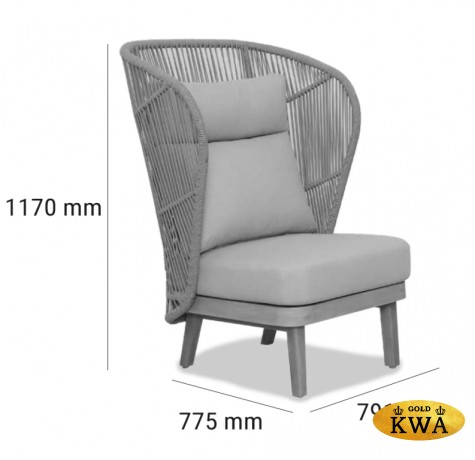 Лаунж-кресло плетеное с высокой спинкой и пуфом