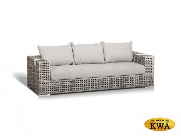 Тито диван из искусственного ротанга трехместный, серый