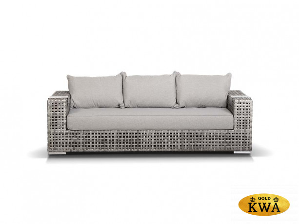Тито диван из искусственного ротанга трехместный, серый