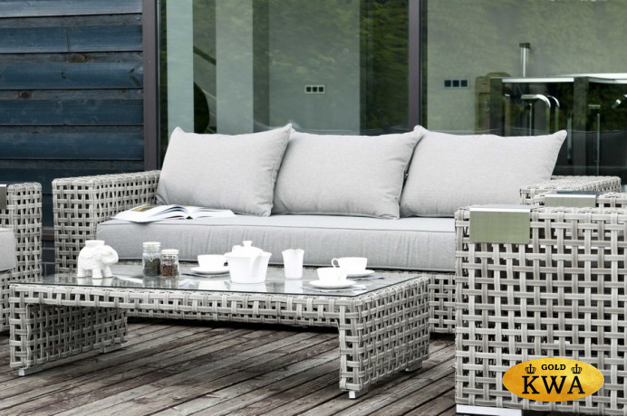 Тито диван из искусственного ротанга трехместный, серый