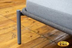 &quot;Позитано&quot; лежак плетеный из роупа, каркас алюминий темно-серый (RAL7024) муар, роуп темно-серый круглый, ткань темно-серая 027