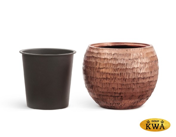 Кашпо TREEZ Effectory Metal Полусфера Чеканная Розовая медь д-60 см, в-44 см