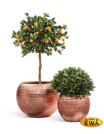 Кашпо TREEZ Effectory Metal Полусфера Чеканная Розовая медь д-60 см, в-44 см