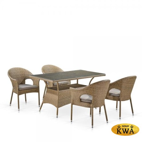 Обеденный комплект плетеной мебели T198B/Y79B-W56 Light Brown (4+1)