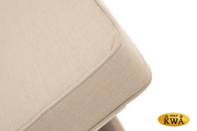 "Ривьера" шезлонг плетеный из роупа, каркас алюминий белый муар, роуп бежевый круглый, ткань бежевая 052