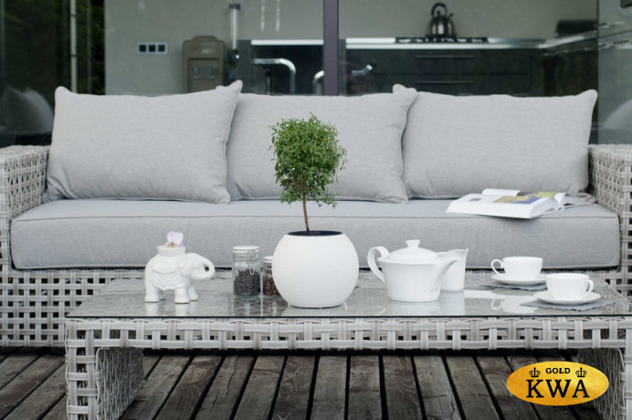 "Тито" кофейный столик плетеный, цвет серый