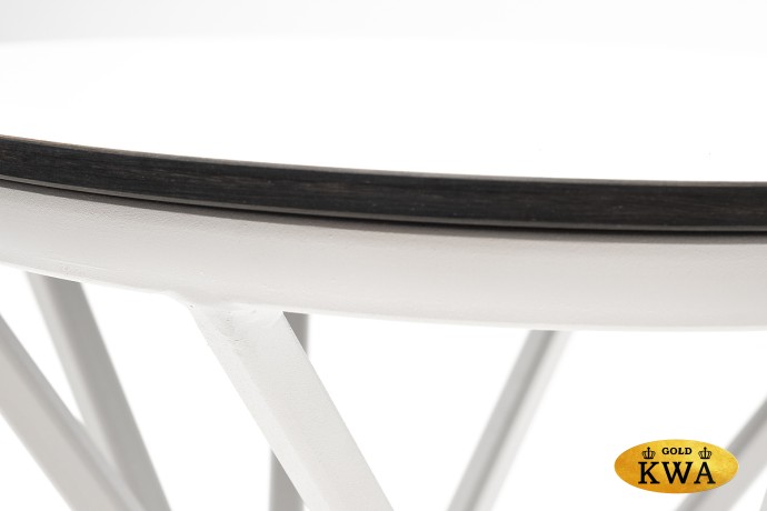 "Сантьяго" журнальный стол из HPL круглый Ø40 H55, каркас из стали белый, цвет столешницы "молочный"