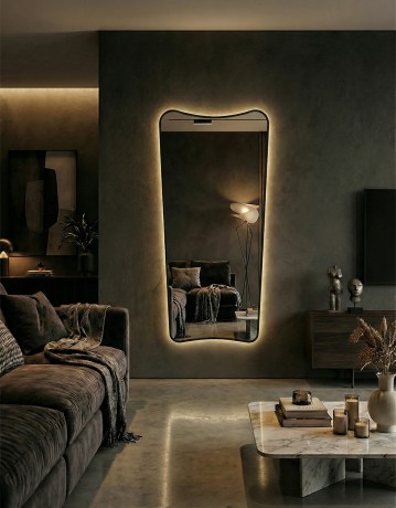 Sky XL LED Gold Зеркало в полный рост в раме с подсветкой