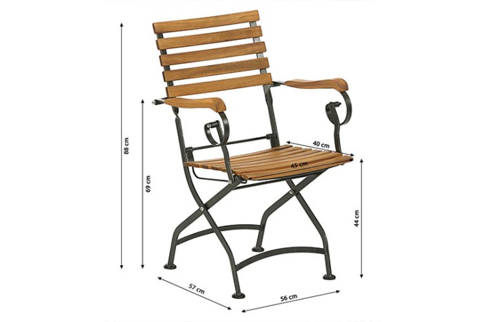 Стул из акации ЛАТА складной с подлокотниками