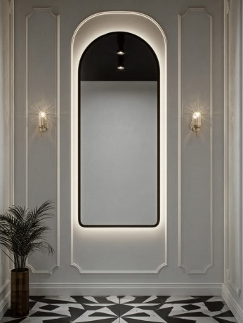 Arch XL LED Gold Зеркало в полный рост в раме с подсветкой