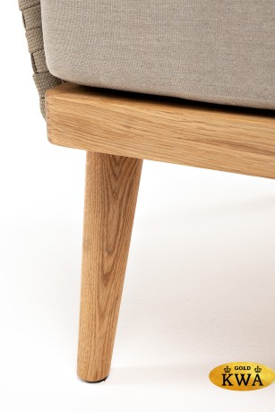 "Мальорка" кресло плетеное из роупа, основание дуб, роуп серо-коричневый 23мм, ткань бежевая 15052