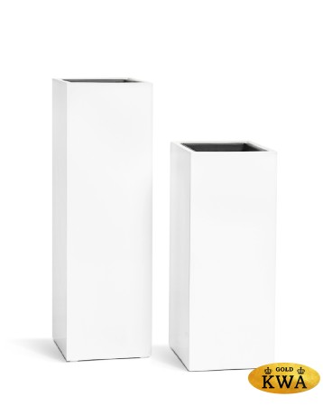 Кашпо TREEZ Effectory Gloss Высокий куб Белый глянцевый лак в-75 см, 31х31 см 1/1