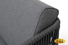 "Канны" правый модуль плетеный из роупа, каркас алюминий темно-серый (RAL7024) шагрень, роуп темно-серый круглый, ткань темно-серая