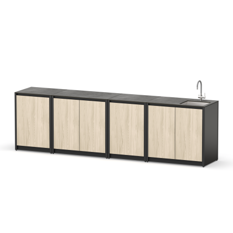 Уличная кухня Lounge C-114S, 3 м, дуб сонома/черный мрамор