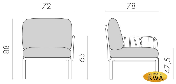 Модуль правый/левый пластиковый с подушками