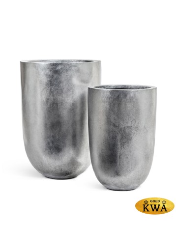 Кашпо TREEZ Effectory Metal Высокий конус-чаша Серебро в-67, д-46 см