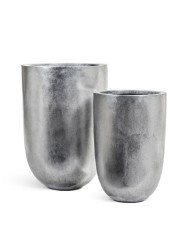 Кашпо TREEZ Effectory Metal Высокий конус-чаша Серебро в-67, д-46 см