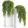 Кашпо TREEZ Effectory Gloss Высокий куб Белый глянцевый лак в-97 см, 31х31 см 1/1