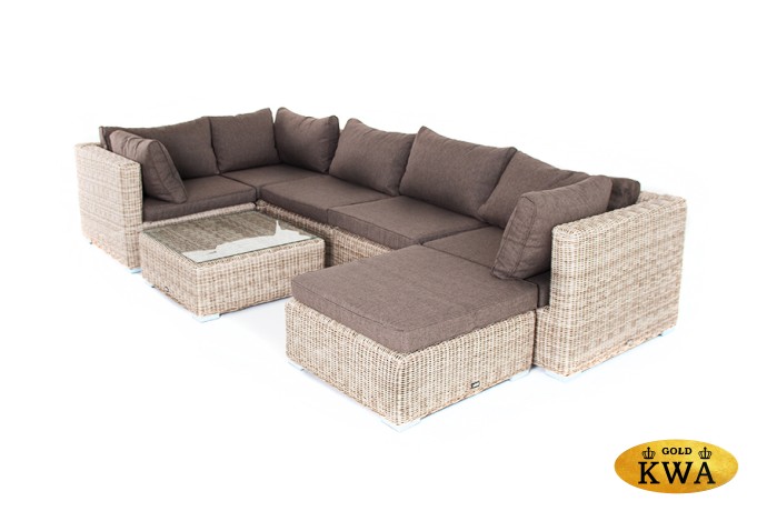 "Лунго" плетенная оттоманка с подушкой, цвет бежевый