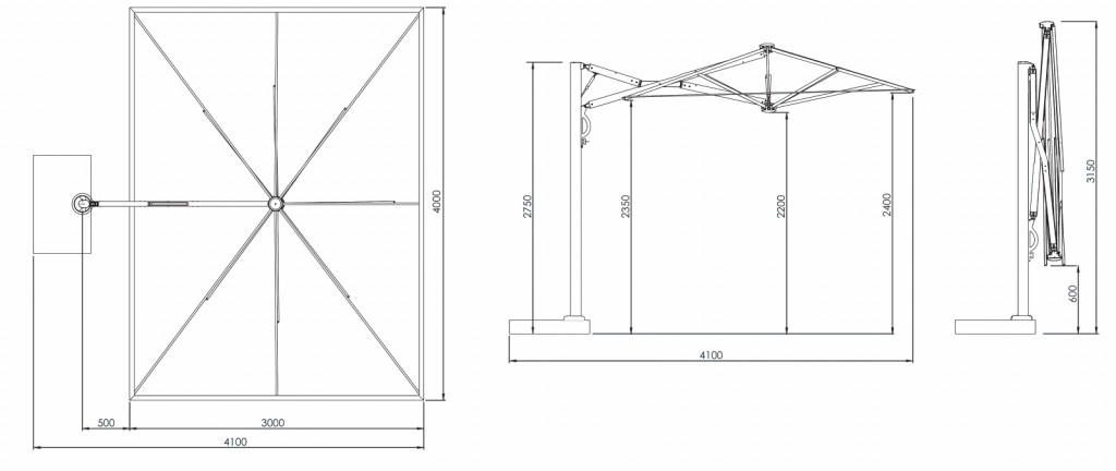 Зонт профессиональный 3х4 м