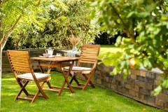 Складной кофейный комплект из акации КАРО с высоким столом