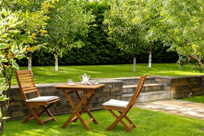 Складной кофейный комплект из акации КАРО с высоким столом