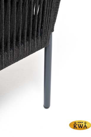 "Канны" угловой модуль плетеный из роупа, каркас алюминий темно-серый (RAL7024) шагрень, роуп темно-серый круглый, ткань темно-серая
