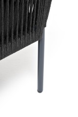 "Канны" угловой модуль плетеный из роупа, каркас алюминий темно-серый (RAL7024) шагрень, роуп темно-серый круглый, ткань темно-серая