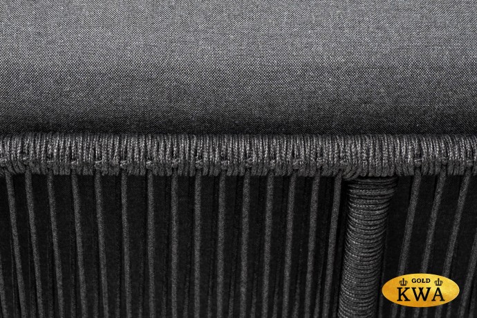 "Канны" угловой модуль плетеный из роупа, каркас алюминий темно-серый (RAL7024) шагрень, роуп темно-серый круглый, ткань темно-серая