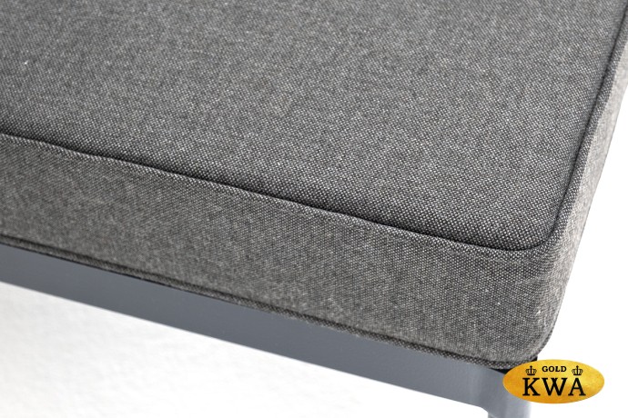 "Канны" угловой модуль плетеный из роупа, каркас алюминий темно-серый (RAL7024) шагрень, роуп темно-серый круглый, ткань темно-серая