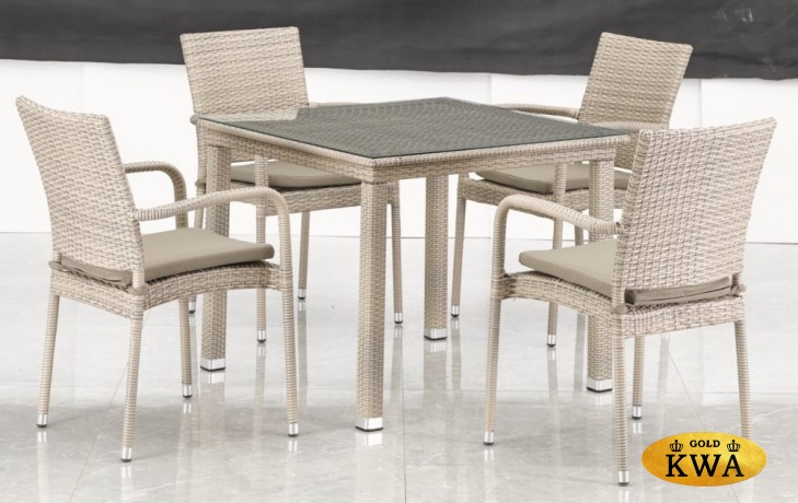 Комплект плетеной мебели T256C/Y376C-W85 Latte (4+1) + подушки на стульях