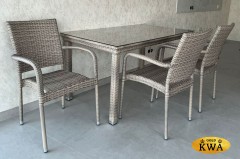 Комплект плетеной мебели T256C/Y376C-W85 Latte (4+1) + подушки на стульях