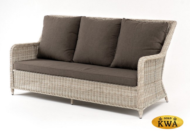 "Гляссе" диван трехместный из искусственного ротанга, цвет бежевый