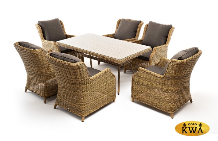 "Неаполь" обеденная группа плетеная из искусственного ротанга, цвет соломенный